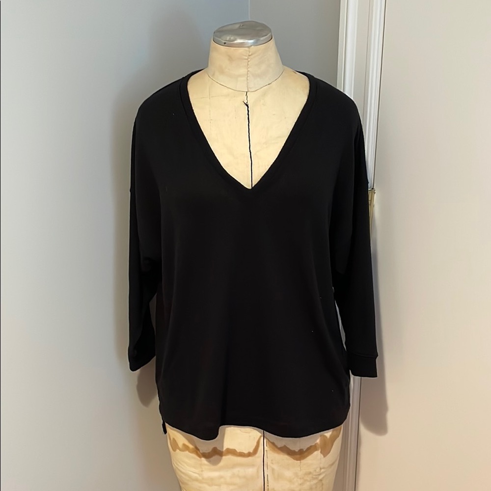 J. Crew Black V-Neck Sweater Blouse Size Medium